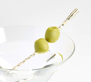 Juego de 6 Palillos de Martini de Latón Trenzado, Palillos para Frutas, Accesorios de Bar, Palillos para Cócteles, Palillos Modernos de Latón para Cócteles - Product Image 3