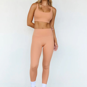 <b>Machine</b> Stitched Yoga Wear 2 Piece Sports Bra & Shorts Sets High-Waisted 2-Piece Yoga Legging Set At Wholesale Rate - Product Image 6