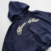 OEM ODM Veste pull zippée à capuche ample et décontractée en coton 100% uni brodé, personnalisable
