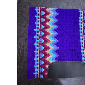 Manta de Montar para Caballo Estilo Western, Tejida a Mano con Patrón Azteca, Color Morado y Azul, Gruesa y Cómoda - Product Image 2