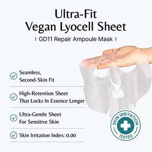 มาส์กหน้าแผ่น GD11 Repair Ampoule Ultra-Fit Vegan Lyocell ผสมไฮยาลูรอนิค แอซิด สำหรับผิวแพ้ง่าย ขนาดพกพา ผลิตในเกาหลี - Product Image 2