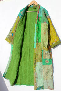 Bata Kimono de Algodón Bordado Kantha para Mujer, Tallas Grandes, Estilo Patchwork, para Verano, Otoño, Playa, Invierno y Primavera - Product Image 4