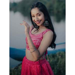 Magnifique ensemble Sangeet Wear Lehenga Choli en organza imprimé numérique rose pour femmes - Product Image 4