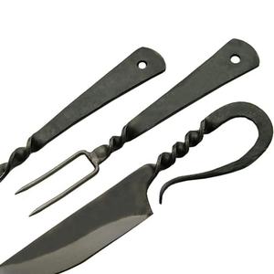 ชุดช้อนส้อมเหล็กกล้าคาร์บอนคุณภาพสูง งานแฮนด์เมด สไตล์ยุคกลาง 3 ชิ้น พร้อมปลอกหนัง  แบบใหม่ - Product Image 5