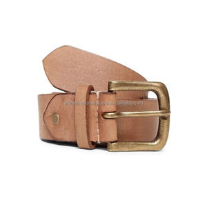 Ceinture décontractée en cuir de vache naturel pour homme, boucle en laiton antique solide, ceinture en cuir de vache véritable large, vente en gros - Product Image 2