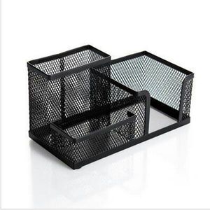 Heavy-Duty Black Wire Mesh Desk <b>Caddy</b> Professional Multi-Compartment Stationery Stand - Product Image 1