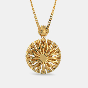 Yellow Gold Sunburst Floral Lab Grown Diamond Pendant Necklace - Product Image 6