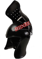 Barbuta Casco Negro Caballero de Acero Templario Cruzado Helm Viking Battle Knight Casco Armadura Medieval Battle Warrior Casco