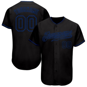 Venta al por Mayor del Jersey de Béisbol Auténtico Negro-Royal Personalizado de OMMIZ INDUSTRY, el Más Vendido - Product Image 1