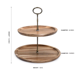 Énorme remise sur les outils de gâteau essentiels de support d'assiette de gâteau de produit de tache de bois d'acacia - Product Image 3