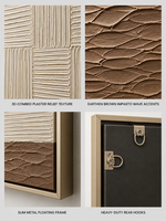 Peinture à l'huile abstraite texturée beige-brun sur toile, motif géométrique, décoration murale pour chambre à coucher
