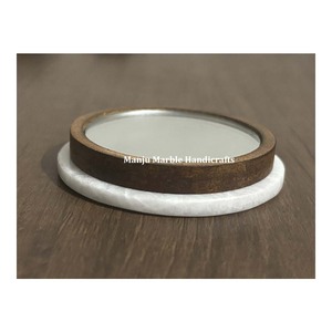 Miroirs ronds décoratifs de haute qualité en marbre blanc et nacre rose pour la décoration intérieure et les cadeaux d'affaires - Product Image 4