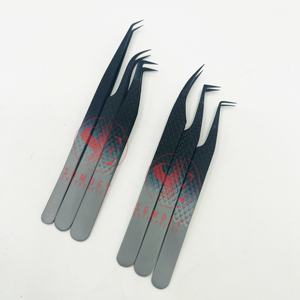 Pinzas de extensión de pestañas de acero inoxidable duraderas antiestáticas de precisión profesional de alta calidad 45 grados personalizables - Product Image 6