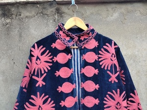 Boho Velvet Suzani Embroidered Quilted Jacket Breathable Cotton <b>Winter</b> <b>Coat</b> - Product Image 2