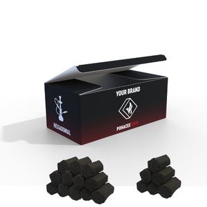 ขายอัดก้อนถ่านมอระกู่ Shisha เกรดพรีเมี่ยม 100% อินโดนีเซียถ่านกะลามะพร้าวธรรมชาติเถ้าต่ํา OEM ฉลากส่วนตัว - Product Image 1