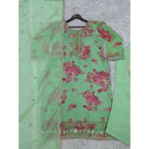 Conjunto de mujer Fancy Top-Bottom y Dupatta con bordado y codificación de trabajo de secuencia Dori - Product Image 5