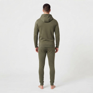 Ensemble de survêtement slim pour homme avec logo personnalisé, tenue de sport en gros, survêtement de jogging OEM, couleur vert olive tendance pour homme - Product Image 4