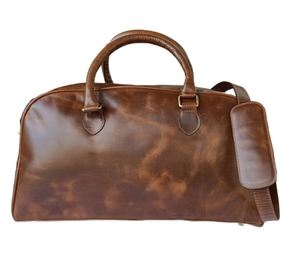 Sac de voyage multifonctionnel en cuir véritable marron fait main pour homme, style week-end pliable, couleur et logo personnalisés - Product Image 3