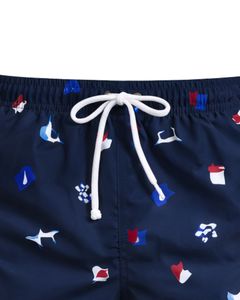 Shorts de bain imprimés bleu marine pour hommes, séchage rapide, shorts de plage, shorts de surf d'été, taille élastique avec cordon de serrage, décontractés, fabricant OEM personnalisé - Product Image 5