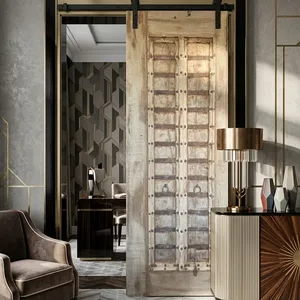 Porte d'entrée principale en bois massif de qualité supérieure avec construction durable, style moderne et finition de surface haut de gamme disponible à la vente - Product Image 4