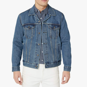 Blouson en jean épais pour homme, noir, style mode, en peau de mouton, col montant, manches classiques, pour l'hiver, vente en gros - Product Image 2