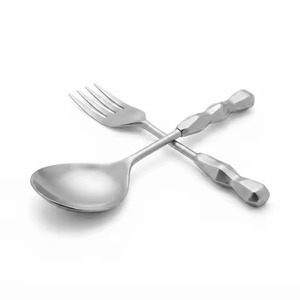 Ensemble de couverts modernes en acier inoxydable poli miroir, style personnalisé, pour salade, fourchette et cuillère, compatibles lave-vaisselle - Product Image 1