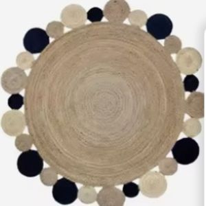 Alfombra Redonda de Yute Hecha a Mano con Diseño de Rayas, Tejida con Tela Ecológica, para Uso en el Hogar y Jardín, Peso Medio, Estilo Liso - Product Image 6