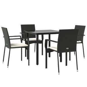 Juego de Comedor de Jardín de Ratán Blanco Crema y Negro - Product Image 3