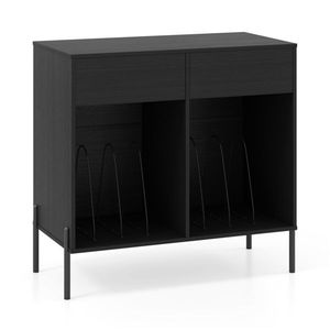 Soporte Personalizable para Tocadiscos con Compartimentos para Vinilos, Estación de Carga Integrada, Patas Metálicas, Almohadillas Protectoras para el Suelo y Estantes para CD - Product Image 2