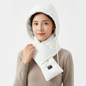 Wholesale In Stock Products Winter Unisex 5V Electric <b>Heating</b> <b>Scarf</b> with a Hidden Hood and Ear <b>Heating</b> Pads - Product Image 2