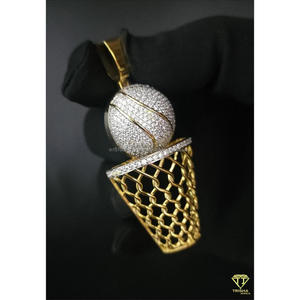 Real Moissanite Diamond Basketball Hoop Pendant for Urban Fashion and Rapper Style Jewelry Necklace - Product Image 2
