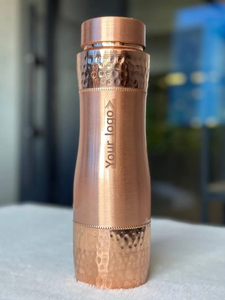 100% Pure <b>Copper</b> Hammered metal Water <b>Bottle</b> for New Travellers Direct <b>Drinking</b> Method 34 oz Capacity - Product Image 6