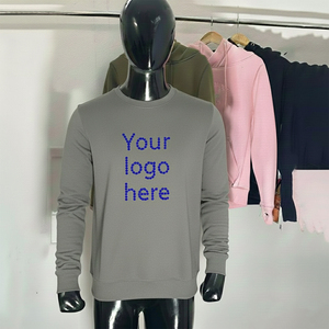 Sweat-shirt à col rond pour homme, coupe classique, 100 % coton, uni, avec logo personnalisé sur le devant, pour l'hiver, décontracté, respirant, à fermeture éclair, séchage rapide - Product Image 1