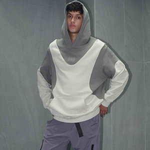 Sudadera con capucha gris para hombre con logo de diamantes de imitación, conjunto de sudadera con diamantes de imitación arcoíris, ropa de otoño, sudadera con capucha de algodón grueso. - Product Image 4