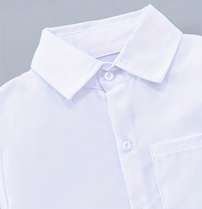 Academic White Shirt Classic Minimalist Style Pure White Patch Pocket Short-sleeved High School Uniform 100% Cotton Bangladesh - Product Image 4