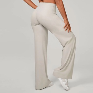 Leggings évasés taille haute pour femmes, personnalisables en gros, couleur unie, effet amincissant, coupe confortable, écologiques, extensibles dans les quatre sens, pour le quotidien, l'entraînement et les occasions formelles - Product Image 5