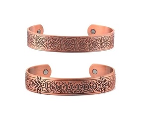 Brazalete Magnético de Cobre con Diseño Floral Clásico, Ajustable, Grabado, Chapado en Cobre Antiguo, Unisex, para Regalo - Product Image 3