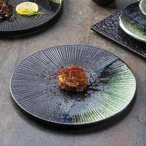 Nouvelles assiettes plates en céramique noire et verte Yayu, de luxe, modernes, pour la restauration, pour les plats coréens, en porcelaine - Product Image 2