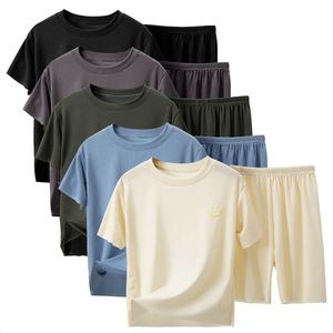 Wholesale Summer Men's Short <b>Sets</b> Custom Logo 100% Cotton 2 Piece Outfits Down Men <b>Sets</b> - Product Image 1