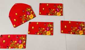 Sobres Shagun de Tela de Seda Roja Hechos a Mano con Bordado a Máquina de Patrones de Hojas, Envoltorio de Regalo Lifafa, Porta Dinero - Product Image 1