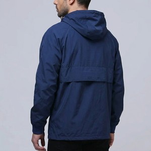 New Style Men Navy Anorak Windbreaker Hoodie HalfZip Pullover Lightweight Outdoor Casual Wind Resistant Jacket With Front Pocket - Product Image 3