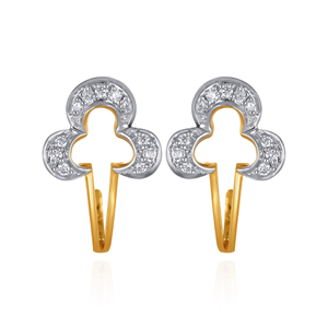 Pendientes de Diamantes Retro Trefoil, Lujosos, de Oro Amarillo, Corte Brillante Redondo, para Uso Diario, Chapados en Oro de 18K - Product Image 1
