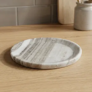 Round Marble Storage Bowl Minimalist Design Durable Indoor Tabletop Accessory for Bathroom All Seasons - Product Image 5
