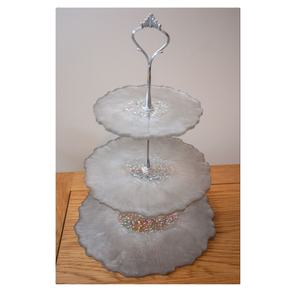 Three Tier Resin Cake Dessert Stand for Serving <b>Epoxy</b> Resin White Color Crafts Round Resin Cake Stand - Product Image 1