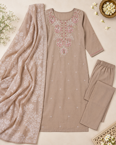 Elegant <b>Women</b> Three Piece Embroidered Suit Set Floral <b>Kurta</b> Pant Dupatta Indian Festive Wear Boutique Wholesale Manufacturer - Product Image 2