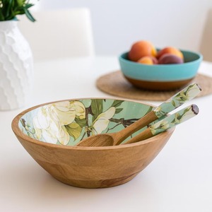 Grand saladier multifonctionnel en bois d'acacia/mangue, écologique, fait main, imprimé Meena, pour fruits et salades, compatible lave-vaisselle - Product Image 2