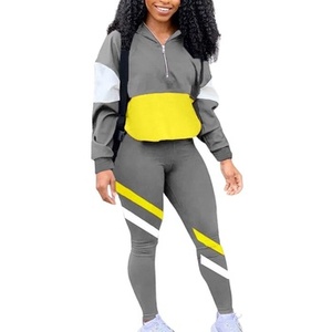 Women's Printed Breathable Zip Top Jacket and Elastic Waistband Pant Winter Sweat suit Tracksuit <b>Sets</b> Two-Piece Outfits - Product Image 1