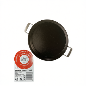 Sartenes para Paella de Hierro Fundido Esmaltado Duraderas de 34 cm, Vajilla Española Tradicional con Asa de Acero Inoxidable para Cocinar y Servir - Product Image 2