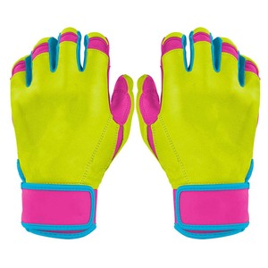 Gants de frappeurs vert lime, rose et bleu, avec coussinet pour le pouce et fermeture auto-agrippante, unisexe, pour entraînement adulte - Product Image 1
