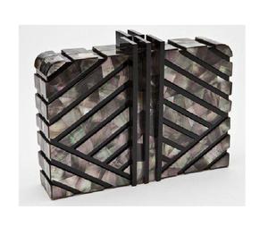 Bolso de mano de resina con diseño geométrico para mujer, con correa de noche de cristal metálico, cadena dorada y cierre magnético - Product Image 4